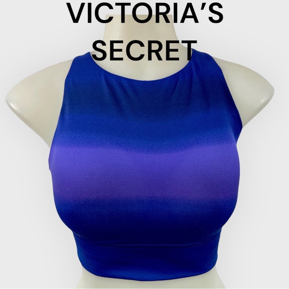 VICTORIA’S SECRET ON POINT Sports Bra Blue Purple Razor Criss Cross Padd…